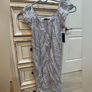Snap Blue & White striped off The shoulder Dress Size Small
